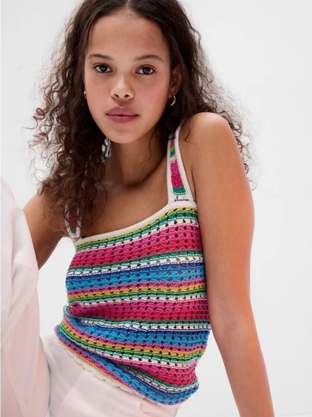 Gap multicolor rainbow crochet boho tank medium